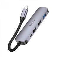 USB-Хаб HOCO HB27 3USB/Type-C/HDMI Type-C (m) USB3.0 серый (1/18/180)