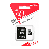 Карта памяти microSD Smartbuy 32GB Class10 UHS-I (U1) 10 МБ/сек с адаптером
