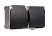 Блок розетка выключатель Smartbuy "Сатурн" IP54 бежевый