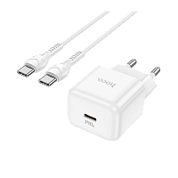 Сетевое З/У HOCO N32 Type-C 30W PD3.0 с кабелем Type-C-Type-C 60W белый (1/13/130)