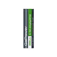 Аккумулятор Li-ion GoPower ICR18650 bulk 3.6V 3000mAh без защиты плос.конт. (1/78)