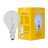 Лампа накаливания Старт E14 60W 230V шар ДШ прозрачная (1/10/100)