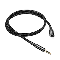 Кабель AUX Borofone BL18 Jack 3.5mm (m)-Lightning (m) 1м силикон черный (1/63/252)