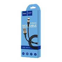 Кабель HOCO X26 USB (m)-Lightning (m) 1м 2.0A нейлон черный золотой (1/30/300)