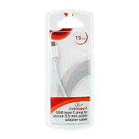 Кабель Cablexpert Type-C (m)-Jack 3.5mm (f) 0.15м белый