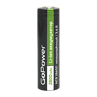 Аккумулятор Li-ion GoPower ICR18650 PC1 3.7V 2800mAh без защиты выс.конт. (1/80/160)
