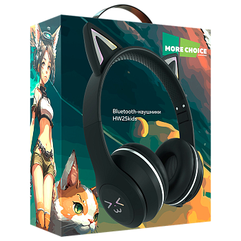 Наушники накладные MORE CHOICE HW25kids bluetooth 5.1 с микр. черный (1/16/32) 
