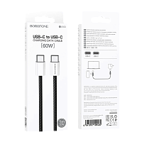 Кабель Borofone BX103 Type-C (m)-Type-C (m) 1м 3.0A 60W ткань черный (1/360)