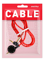 Кабель AUX Smartbuy Jack 3.5mm (m)-Jack 3.5mm (m) 1м силикон угловой красный (1/100) 
