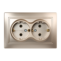 Розетка Smartbuy 2-местная с заземлением 16А шампань, "Венера"