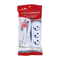 Удлинитель MRM-Power M-318 3р.С/З 10A 8.0м с выкл. белый (1/24)