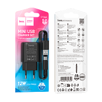 Сетевое З/У HOCO C134A 1USB 2.4A 12W с кабелем Type-C черный (1/28/168)