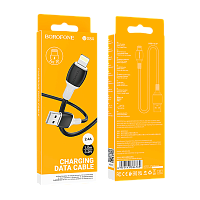 Кабель Borofone BX84 USB (m)-Lightning (m) 1м 2.4A ПВХ черный (1/360)