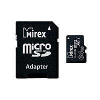 Карта памяти microSD Mirex 64GB Class10 UHS-I (U1) 104 МБ/сек с адаптером