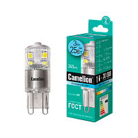 Лампа светодиодная Camelion G9 3W 4500К 170-265V капсула прозрачная (1/10/500)