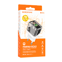 Сетевое З/У Borofone BA80A 1USB+1Type-C 20W PD,QC черный (1/32/128)