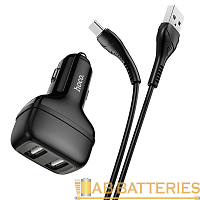 Автомобильное З/У HOCO Z36 2USB 2.1A с кабелем Type-C черный (1/14/140)