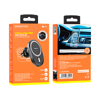 Держатель автомобильный Borofone BH71 в воздуховод магнит черный (1/27/108)