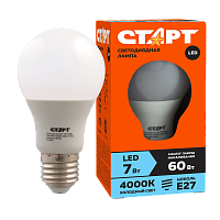 Лампа светодиодная Старт GLS E27 7W 4000К 220V груша Eco матовая (1/10/100)