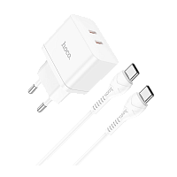 Сетевое З/У HOCO N29 2Type-C 35W с кабелем Type-C-Type-C 60W белый (1/13/130)