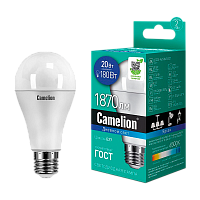 Лампа светодиодная Camelion A65 E27 20W 6500К 170-265V груша матовая (1/10/100)