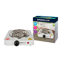 Электроплитка Ergolux ELX-EP01-C01 1 конф., спиральный нагр.эл.1000W 220-240V белый (1/12)