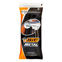 Бритва одноразовая BIC "Metall" 1 лезвие 3шт. (1/10/40) 