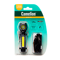 Фонарь налобный Camelion LED53409 3W XPE+COB от аккумулятора Type-C 3 режима черный (1/12/96)