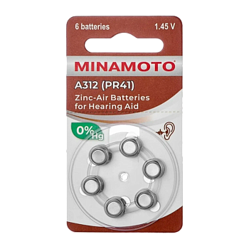 Батарейка Minamoto ZA312 BL6 Zinc Air 1.45V (6/60/600)