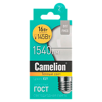 Лампа светодиодная Camelion A60 E27 16W 3000К 220V груша матовая (1/10/100)