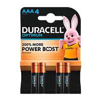 Батарейка Duracell Optimum (Power Boost) LR03 AAA BL4 Alkaline 1.5V (4/40)