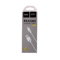 Кабель HOCO X6 USB (m)-microUSB (m) 1м 2.4A ПВХ белый (1/30/300)