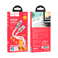 Кабель HOCO U113 USB (m)-Lightning (m) 1м 2.4A силикон серебряный (1/22/220)