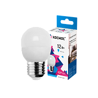 Лампа светодиодная Космос GL45 E27 12W 4500К 174-265V шар матовая (1/10/80)