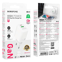 Сетевое З/У Borofone BN29 1USB+1Type-C 3.0A PD30W GaN белый 