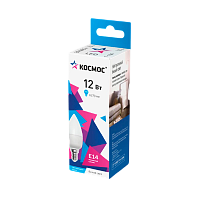 Лампа светодиодная Космос CN E14 12W 4500К 174-265V свеча матовая (1/10/80)