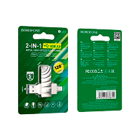 Флеш-накопитель Borofone Soul BUD3 128GB USB3.0 Type-C (m) металл серый (1/25)