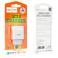 Сетевое З/У HOCO C72Q 1USB 2.4A 18W QC3.0 белый (1/36/216)