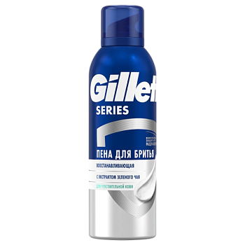 Пена для бритья Gillette Series REVITALIZING 200мл с экстрактом зеленого чая (1/6)