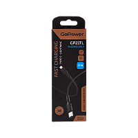 Кабель GoPower GP21TL Type-C (m)-Lightning (m) 1м 3.0A 27W силикон черный (1/200/800)