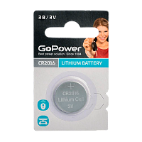 Батарейка GoPower CR2016 BL1 Lithium 3V (1/50/2000)