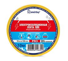 Изолента Smartbuy PRO 19мм*10м ПВХ морозостойкая желтый зеленый