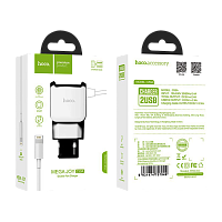 Сетевое З/У HOCO C59A 2USB Lightning (m) 2.1A белый (1/22/132) 