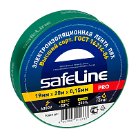 Изолента Safeline 19мм*20м ПВХ зеленый (10/200) 