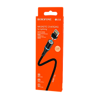 Кабель Borofone BU16 USB (m)-Lightning (m) 1м 2.4A нейлон магнит черный (1/63/252)