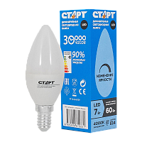 Лампа светодиодная Старт E14 7W 4000К 220-240V свеча диммируемая прозрачная (1/10/100)