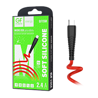 Кабель GFPower 19M USB (m)-microUSB (m) 1м 2.4A силикон красный (1/120/480)