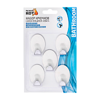 Крючки Рыжий кот "Овал" клеевая основа 3.4х5.1х2см 1кг 5шт. белый (1/24)