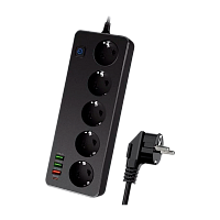 Сетевой фильтр Live Power LP SF501 5р.С/З 10A 2.0м 3USB A+C Gan 45W с выкл. черный (1/30)
