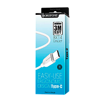 Кабель Borofone BX14 USB (m)-Type-C (m) 2м 2.4A ПВХ белый (1/360)